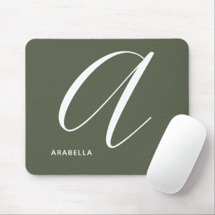 Mousepad Letra Script Monogramada A Verde Chive