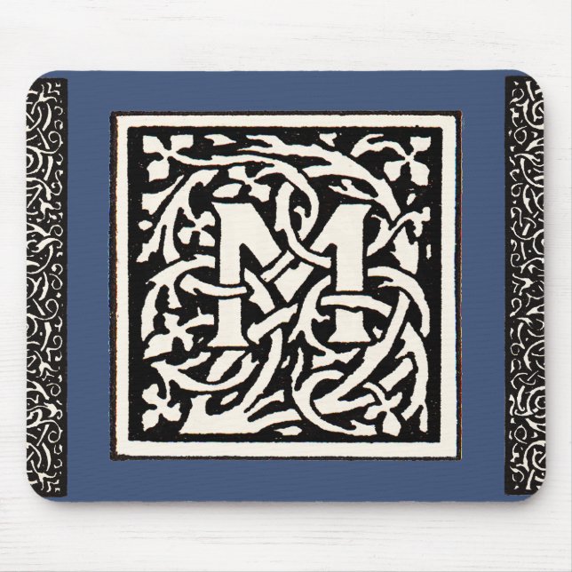 Mousepad Letra Vintage Monograma M Art Nouveau (Frente)