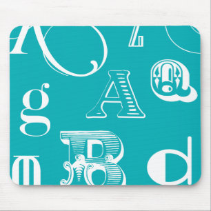 Mousepad Letras Decorativas em Fundo Azul