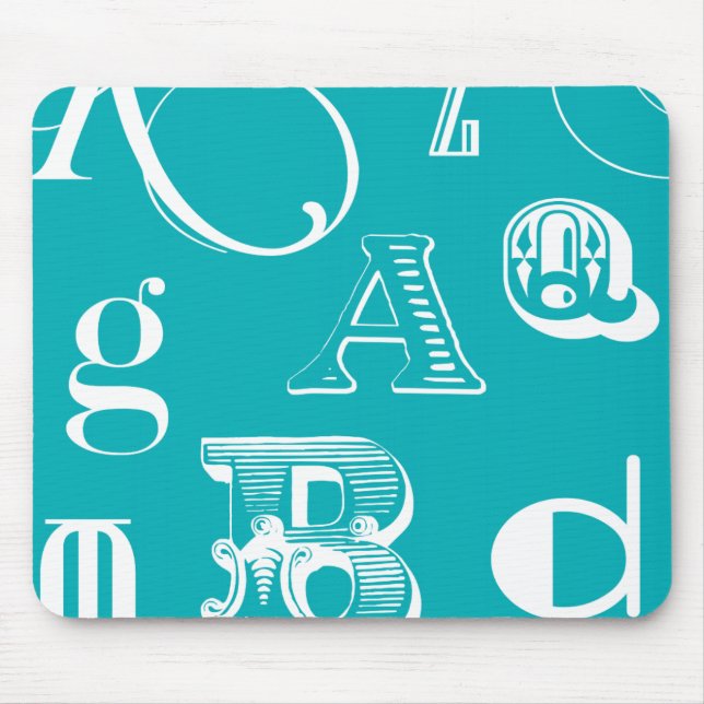 Mousepad Letras Decorativas em Fundo Azul (Frente)