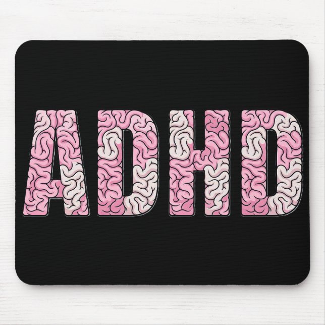 Mousepad Letras do Cérebro TDAH - Arte Textual de Anatomia  (Frente)