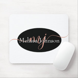 Mousepad Letras elegantes em dourado rosado em preto