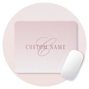 Mousepad Letras Elegantes & Monograma   Rose Ombre