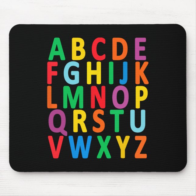 Mousepad Letras Maiúsculas Alfabeto Aprendem Crianças Menin (Frente)