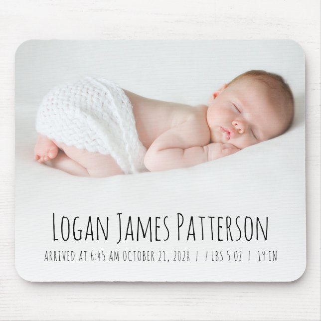 Mousepad Letreiro Personalizado de Estatísticas de Nascimen (Frente)