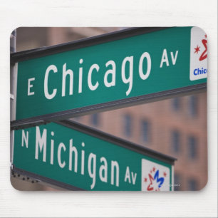 Mousepad Letreiros da avenida de Chicago e de Michigan,