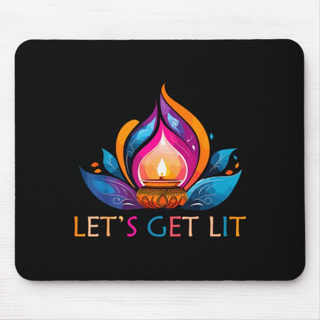 Mousepad Let's Get Lit Happy Diwali Festival Of Light  (Frente)