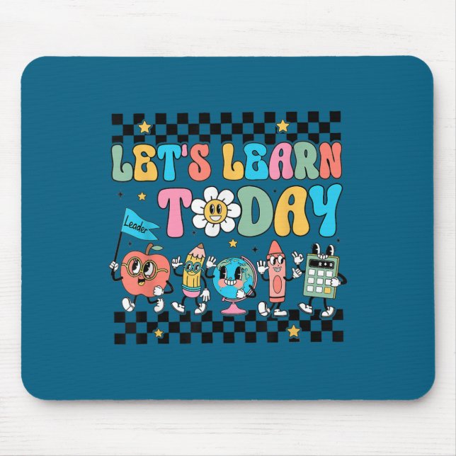 Mousepad Let's Learn Today Retro Back To School Teacher Mot (Frente)