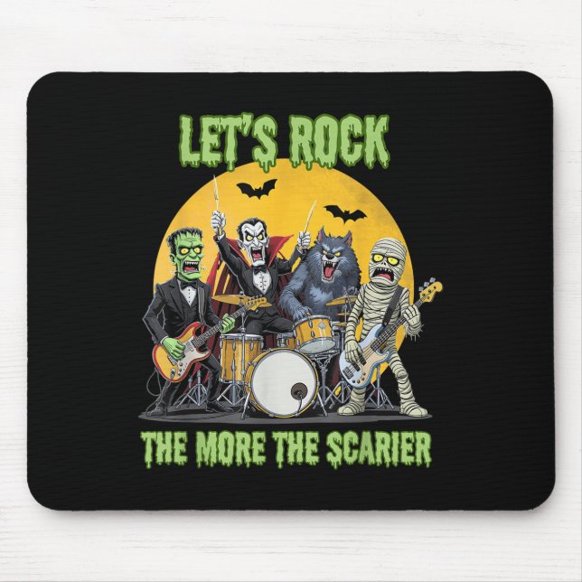 Mousepad Lets Rock The More The Ier Clic Monsters Halloween (Frente)