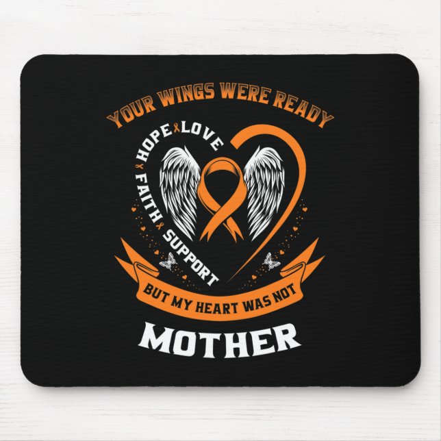 Mousepad Leucemia Laranja Consciência Mãe Suas Asas Foram L (Frente)