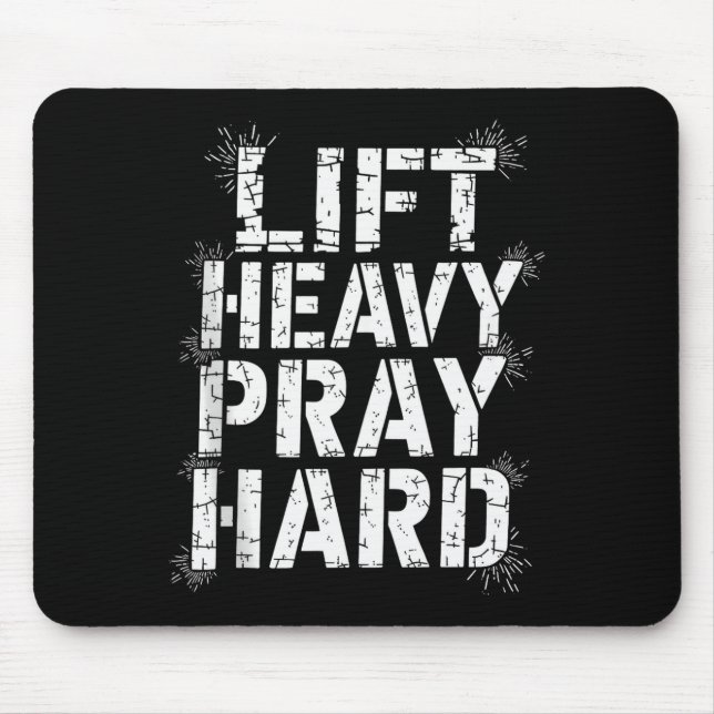 Mousepad Levante Pesado Reze Duro Academia Presente Cristão (Frente)