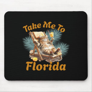 Mousepad Leve-me para a Flórida Gato Fofo Praia Férias Verã