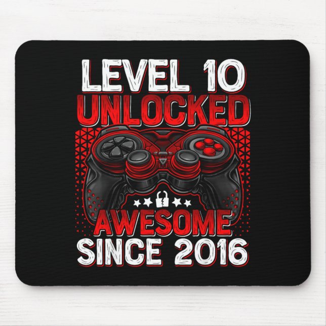 Mousepad Level 10 Unlocked 10 Year Old Boys 10th Birthday B (Frente)