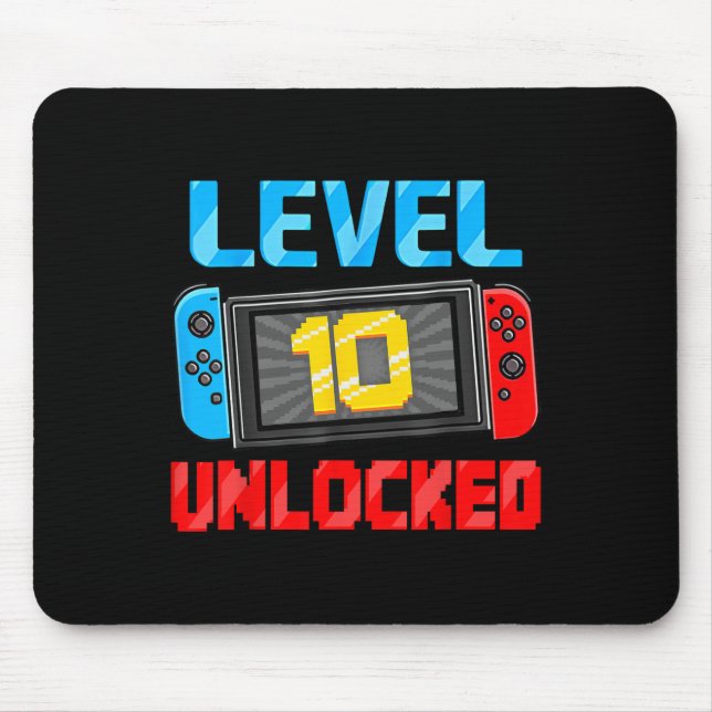 Mousepad Level 10 Unlocked Gamer 10th Birthday Gift Video G (Frente)