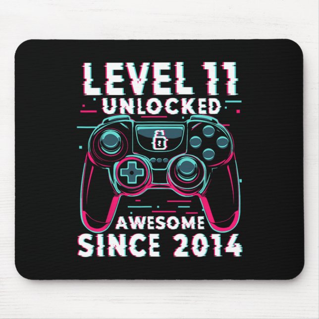 Mousepad Level 11 Unlocked Video Game 11th Birthday Gamer B (Frente)