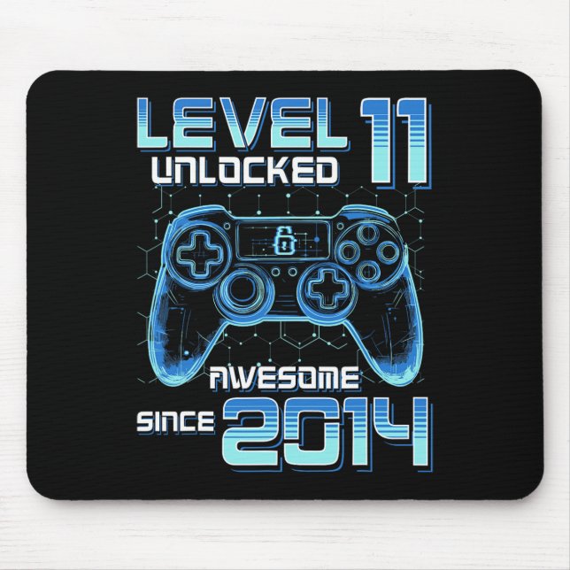 Mousepad Level 11 Unlocked Video Game Party 11th Birthday G (Frente)