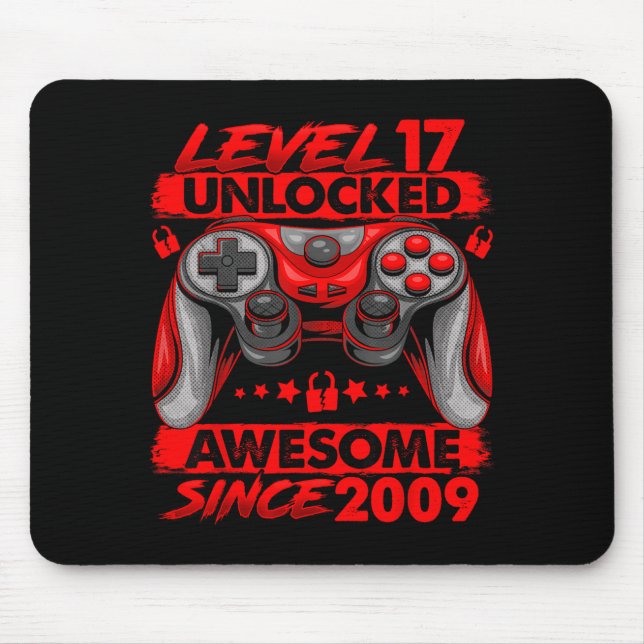 Mousepad Level 17 Unlocked 17 Year Old Boys 17th Birthday B (Frente)