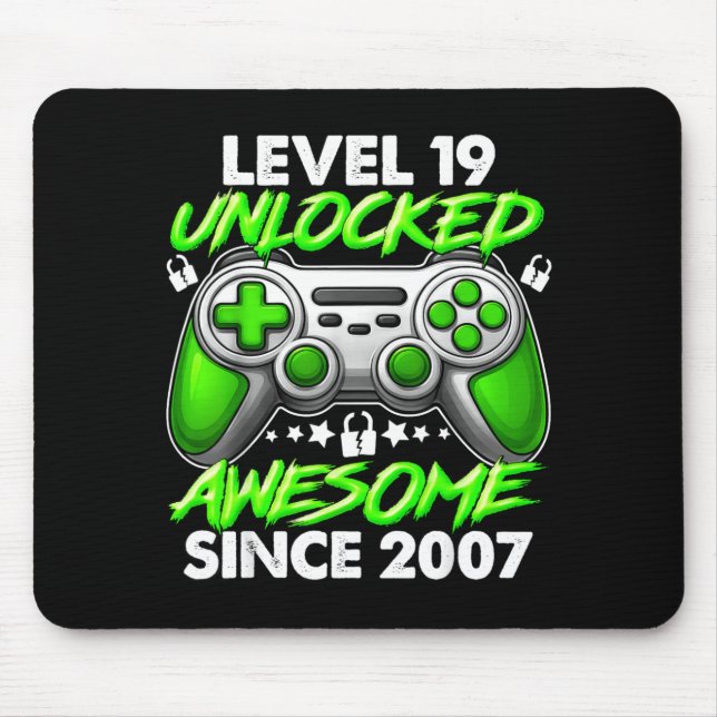 Mousepad Level 19 Unlocked 19 Year Old Boys 19th Birthday B (Frente)