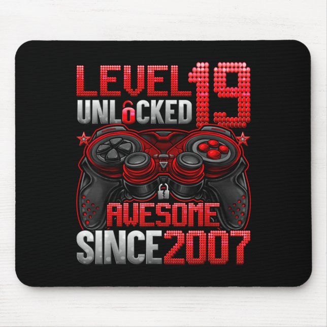 Mousepad Level 19 Unlocked 19 Year Old Boys 19th Birthday B (Frente)