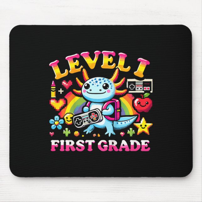 Mousepad Level 1 First Grade Gamer Axolotl Video Game Ck To (Frente)