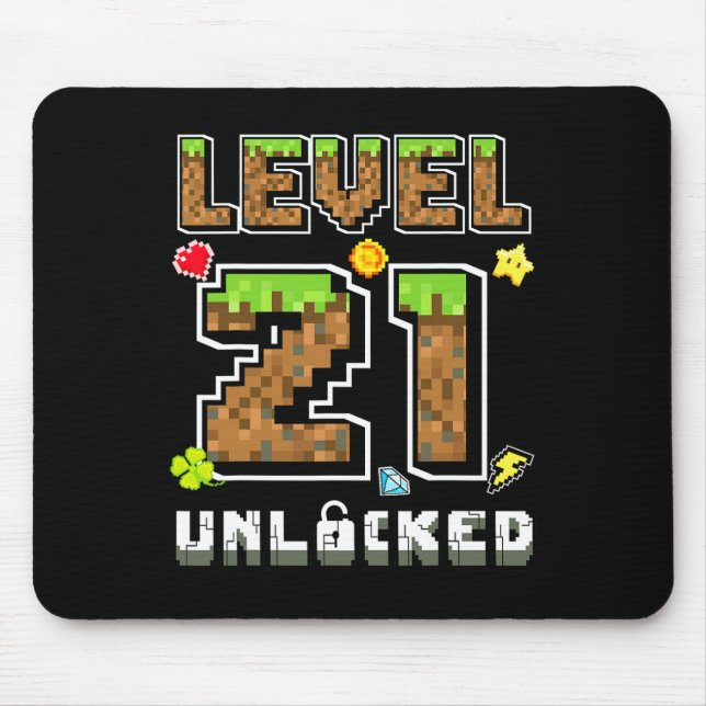 Mousepad Level 21 Unlocked Birthday 21st Years Bday Gamer P (Frente)