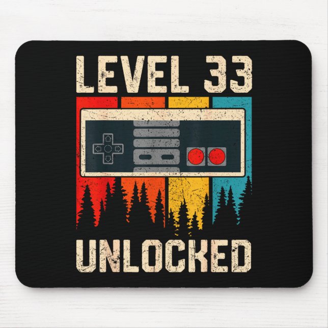 Mousepad Level 33 Unlocked Video Game Controller Birthday M (Frente)