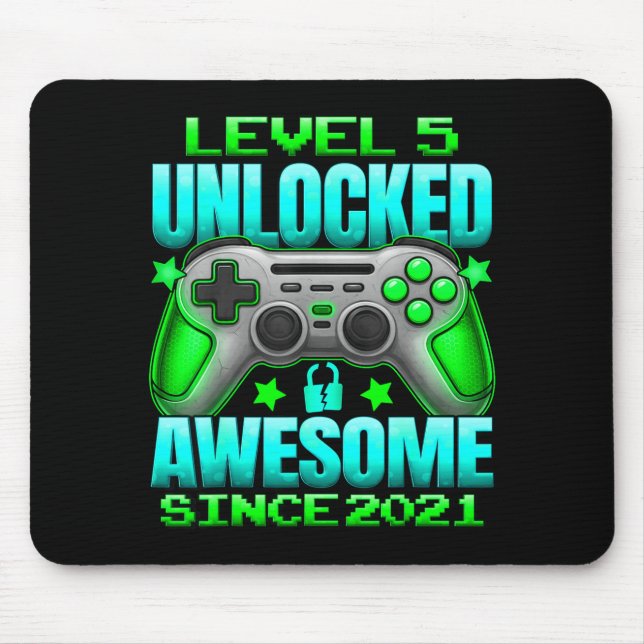 Mousepad Level 5 Unlocked 5 Year Old For Boys 5th Birthday  (Frente)