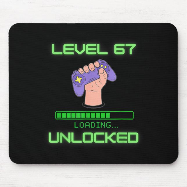 Mousepad Level 67 Unlocked Gaming 6-7 School Meme Six Seven (Frente)