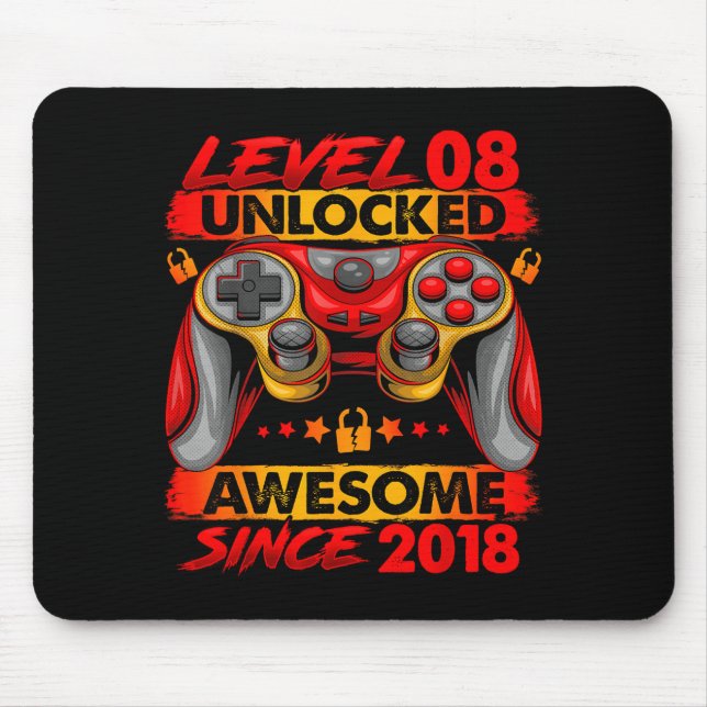 Mousepad Level 8 Unlocked 8 Year Old Boys 8th Birthday Boy  (Frente)