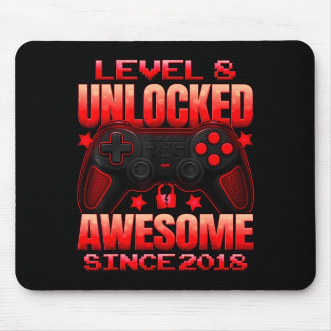 Mousepad Level 8 Unlocked 8 Year Old For Boys 8th Birthday  (Frente)