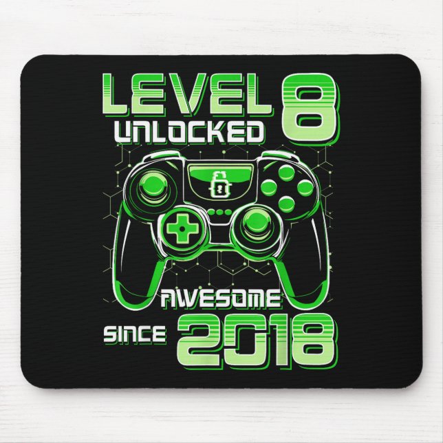 Mousepad Level 8 Unlocked Awesome Since 2018 8th Birthday G (Frente)