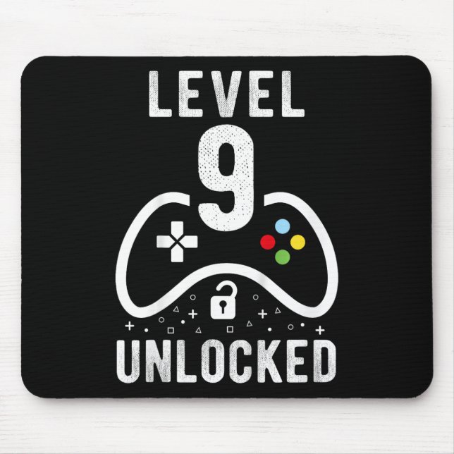 Mousepad Level 9 Unlocked Video Game 9th Birthday Gift  (Frente)