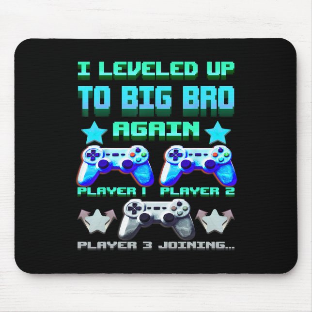 Mousepad Leveled Up To Big Bro Again – Funny Gamer Brother  (Frente)
