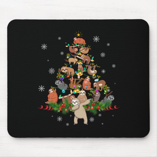 Mousepad Leves Árvore de Natal Luz Diversão Lúteras Xmas Pr (Frente)