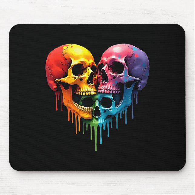 Mousepad Lgbt Pride Halloween Horror Skeleton Skull Rainbow (Frente)