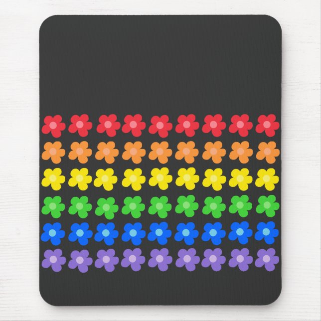 Mousepad LGBT Rainbow Flores Orgulho gay Liberdade e Iguald (Frente)