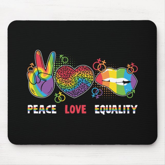 Mousepad LGBTQ - Paz, Amor, Igualdade - Cores Arco-íris (Frente)