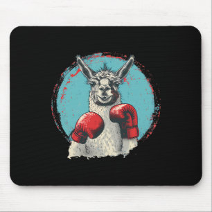Mousepad Lhama de Boxe Com Luvas de Boxe Kickboxing Engraça