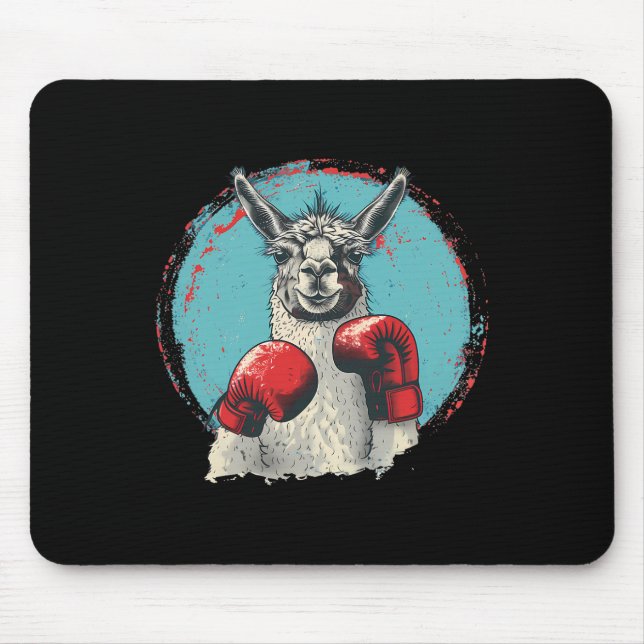 Mousepad Lhama de Boxe Com Luvas de Boxe Kickboxing Engraça (Frente)