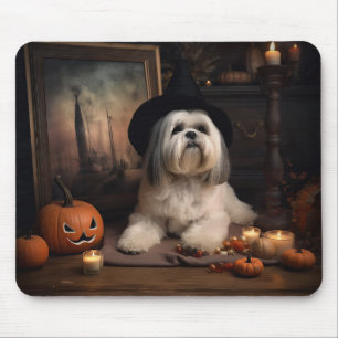 Mousepad Lhasa Apso Abóboras Dia das Bruxas Assustador