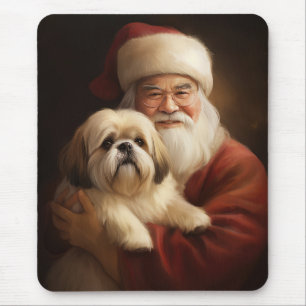 Mousepad Lhasa Apso Com O Papai Noel Natal Festivo