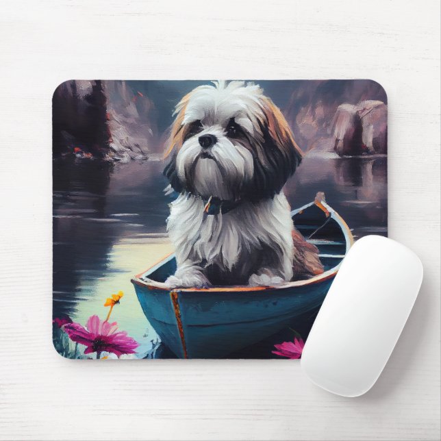 Mousepad Lhasa Apso em um Paddle: Uma Aventura Cênica (Com mouse)