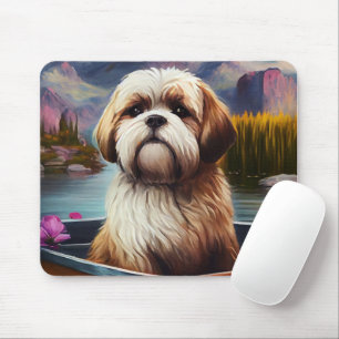 Mousepad Lhasa Apso em um Paddle: Uma Aventura Cênica