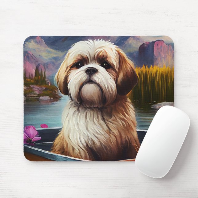 Mousepad Lhasa Apso em um Paddle: Uma Aventura Cênica (Com mouse)