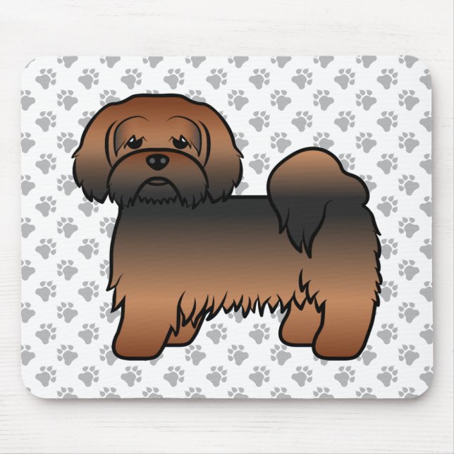 Mousepad Lhasa Apso Sable Vermelho Cachorro de Desenho Anim (Frente)