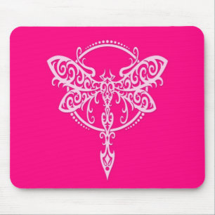 Mousepad Libélula cor-de-rosa de roda