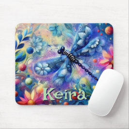 Mousepad Libélula Floral Personalizada Abstrata Caprichosa