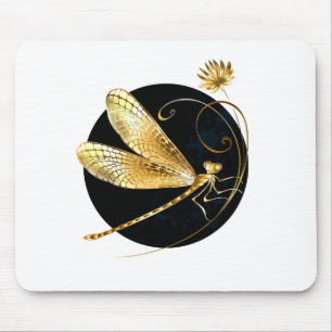 Mousepad libélula ouro em círculo preto