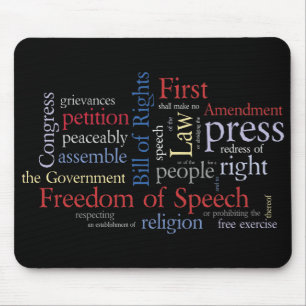 Mousepad Liberdade de expressão da nuvem da palavra da