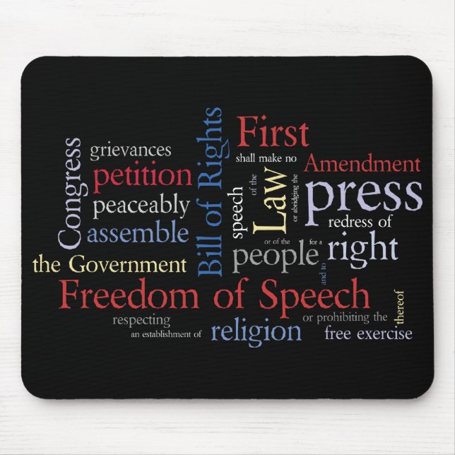 Mousepad Liberdade de expressão da nuvem da palavra da (Frente)